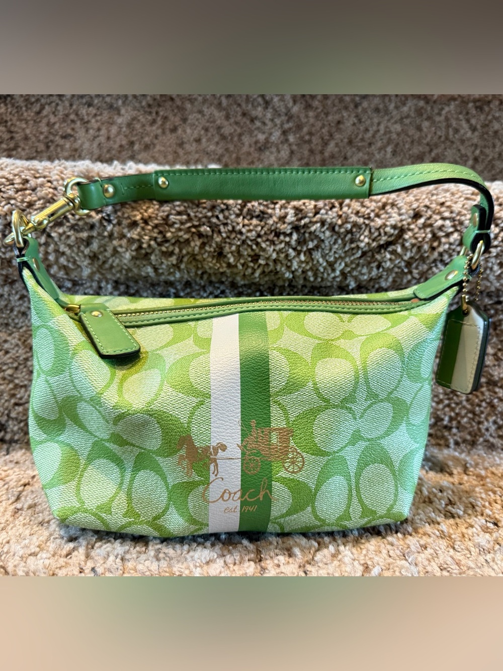 Vintage Y2K Coach 42384 Lime Green Leather Mini Bag Never Used